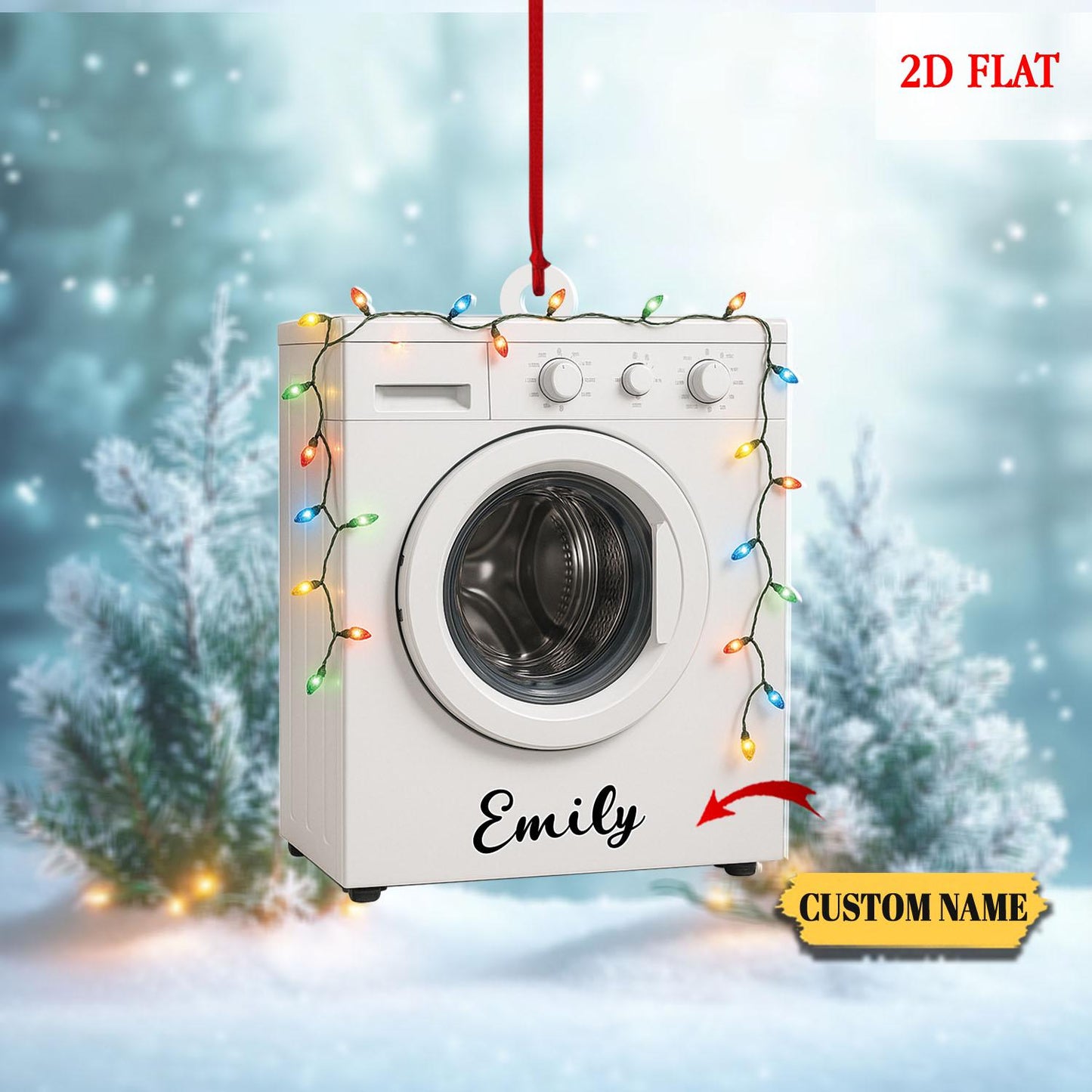Personalized Washing Machine 2D Flat Ornament, Laundry Machine Christmas Ornament, Laundry Room Hanging Ornament, Laundry Room Decor