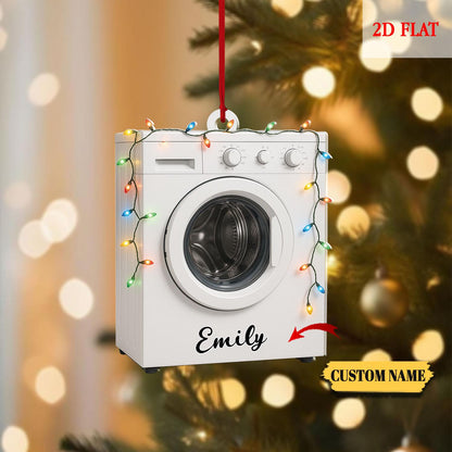 Personalized Washing Machine 2D Flat Ornament, Laundry Machine Christmas Ornament, Laundry Room Hanging Ornament, Laundry Room Decor