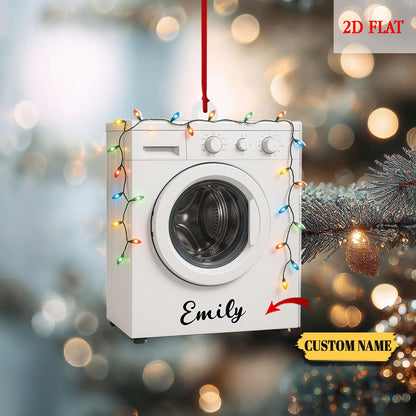 Personalized Washing Machine 2D Flat Ornament, Laundry Machine Christmas Ornament, Laundry Room Hanging Ornament, Laundry Room Decor