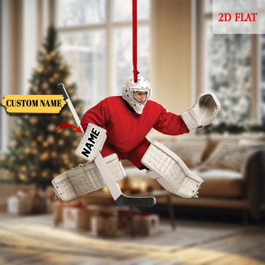Personalized Hockey 2D Flat Ornament, Custom Name Hockey Players Ornament, Acrylic Ornament, Ice Hockey Keepsake, Hockey Christmas Ornament