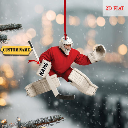 Personalized Hockey 2D Flat Ornament, Custom Name Hockey Players Ornament, Acrylic Ornament, Ice Hockey Keepsake, Hockey Christmas Ornament