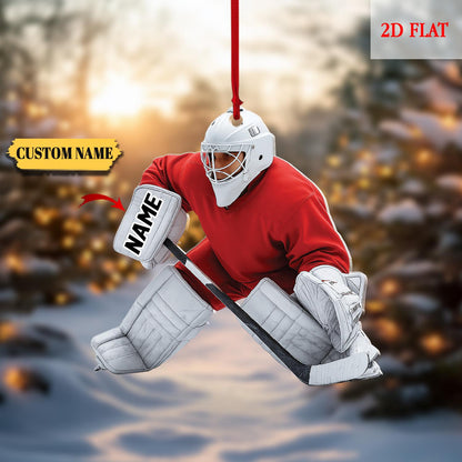 Personalized Hockey 2D Flat Acrylic Ornament, Custom Name Hockey Players Ornament, Ice Hockey Keepsake, Hockey Christmas Xmas Ornament