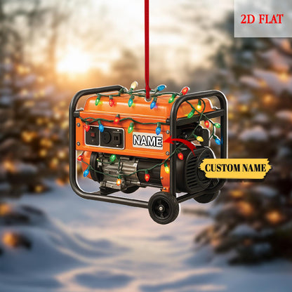 Custom Generator Acrylic 2D Flat Ornament, Personalized Electrician Christmas Ornament, Funny Holiday Ornament for Lineman, Power Tools Gift