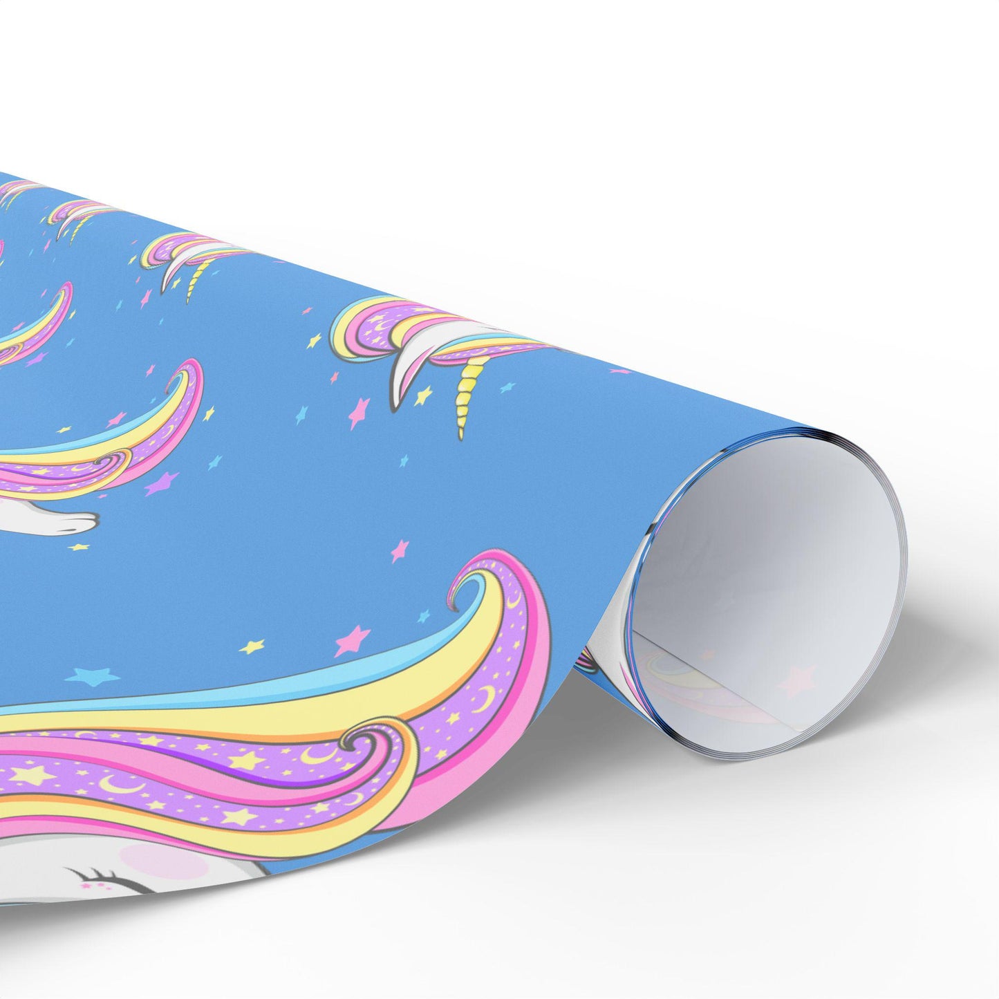 Magical Unicorn Gift Wrap: Blue Kids Wrapping Paper for Parties