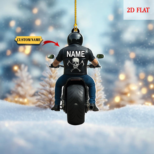 Personalized Biker Harley Motorcycle 2D Flat Acrylic Ornament,Motorcycle Lover Ornament, Biker Ornament, Motorcycle Biker Christmas Ornament