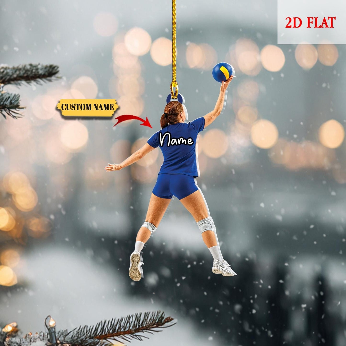 Customized Volleyball Player 2D Flat Ornament, Christmas Gifts for Volleyball Girls, Volleyball Gifts for Teen, Christmas Tree Decorations
