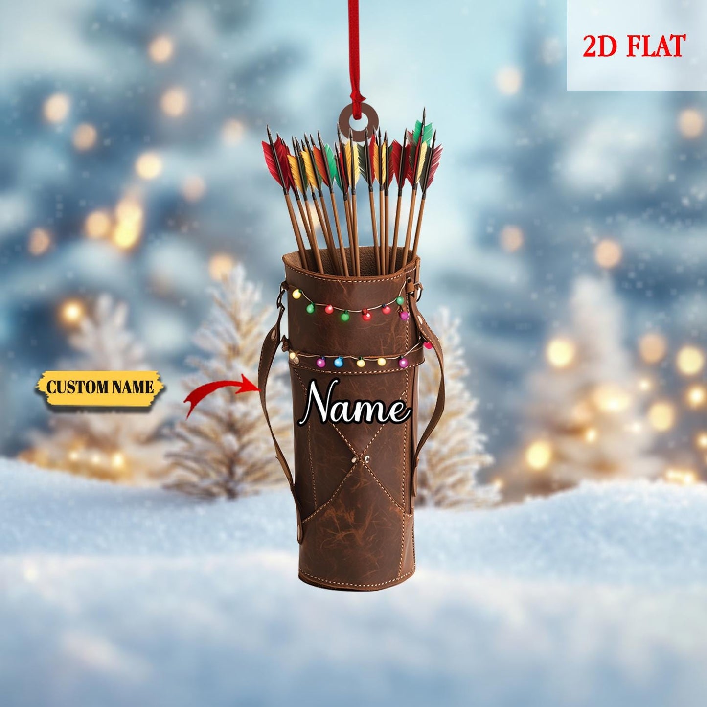 Personalized Archery Set 2D Flat Acrylic Ornament, Archery Christmas Ornament, Gift for Archery Players, Christmas Hanging Decor, Archery
