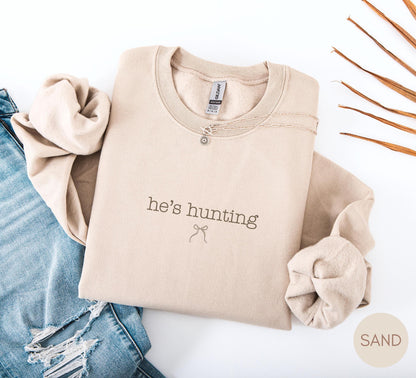 Hunting season, He's Hunting Sweatshirt, hunting season shirt, deer hunting season, duck hunting shirt, Abandoned Hunting Wife Sweatshirts