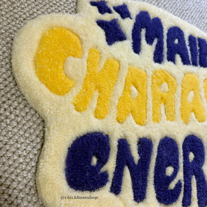 Main Character Energy Rug Custom Tufted Rug | Quote Rug Aesthetic Room Decor | Funky Bold Colorful Accent Gift Tufting Rug