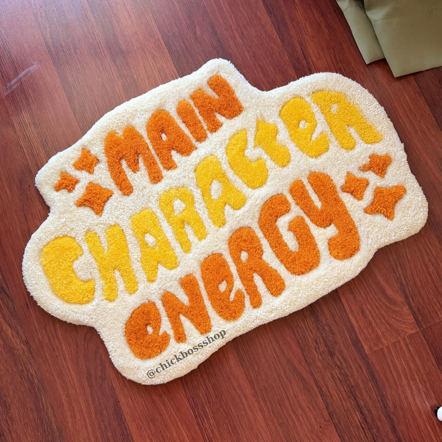 Main Character Energy Rug Custom Tufted Rug | Quote Rug Aesthetic Room Decor | Funky Bold Colorful Accent Gift Tufting Rug