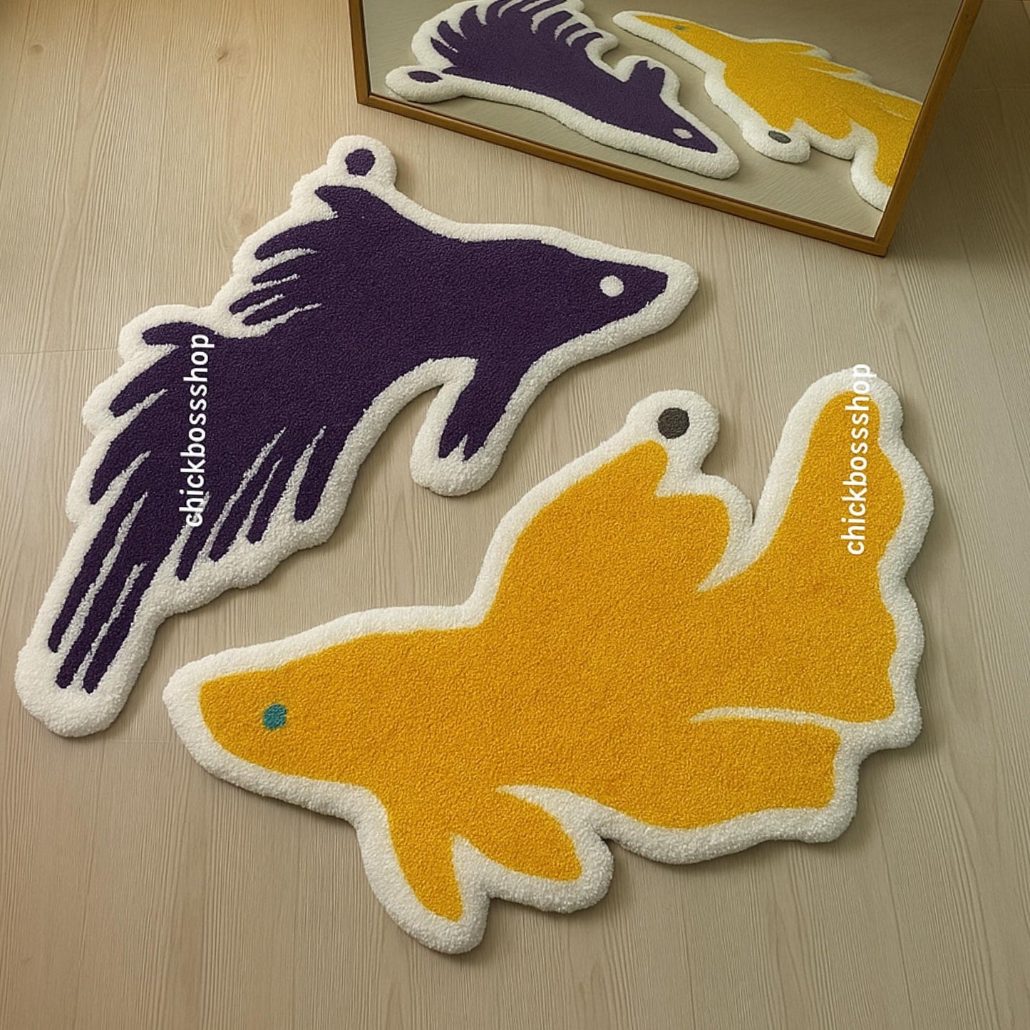 Yin Yang Koi Fish Tufted Rug | Black & White Minimalist Design