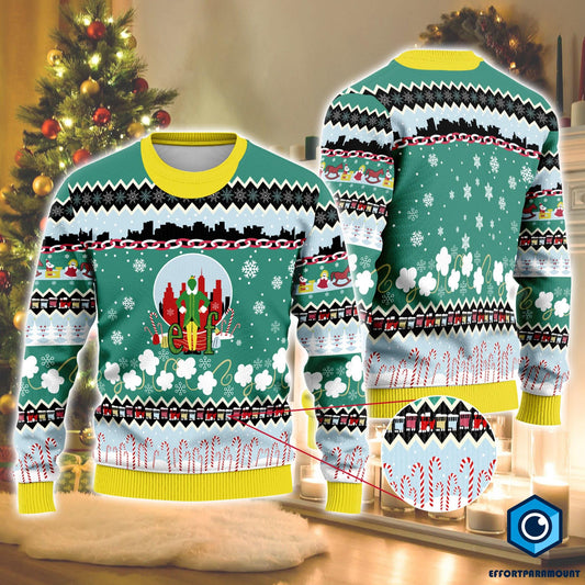 Buddy The Elf Ugly Christmas Sweatshirt | Buddy Hobbs Elf Christmas Movie Ugly Sweater | Elf Movie Xmas Sweatshirt