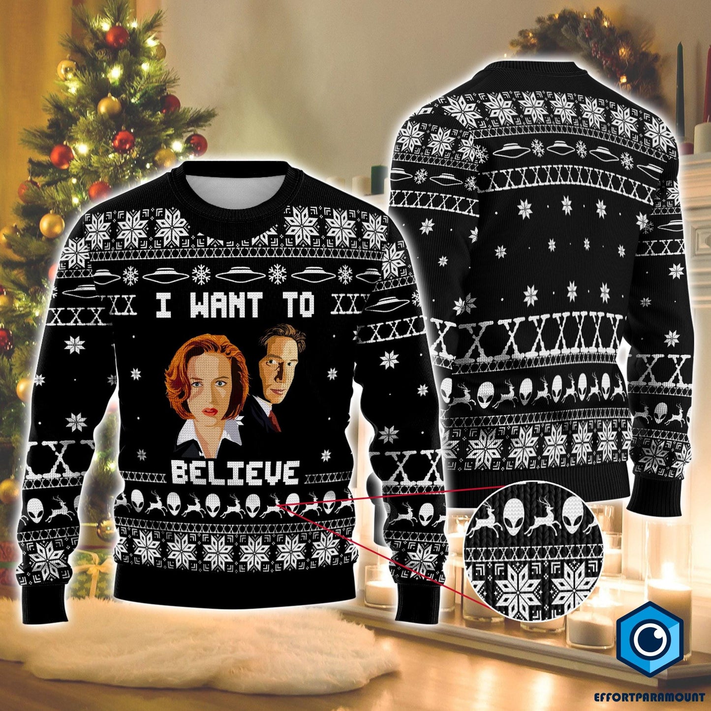 I Want To Believe Ugly Christmas Sweater, The X-Files Christmas Sweater, I Want To Believe Xmas Ugly Sweatshirt