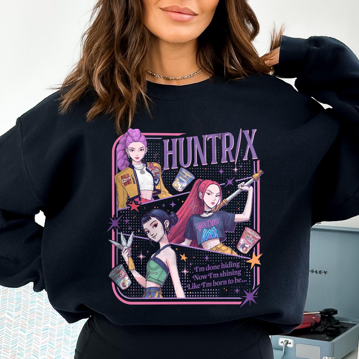Huntrix Demon Hunters Sweatshirt, Huntrix Girls Shirt, Mira Rumi Zoey Shirt, Demon Hunter Merch, Kpop Fan Gift, Demon Hunter Band Hoodie