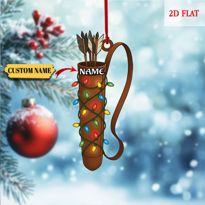 Custom Archery 2D Flat Ornaments, Bow and Arrow Ornament, Hunter Ornament, Hunting Ornament, Archery Team Gift, Gift for Archery Players