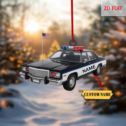Personalized Police Car 2D Flat Acrylic Ornament, Police Man Christmas Ornament, Police Car Christmas Gifts, Police Ornament Gift for Dad