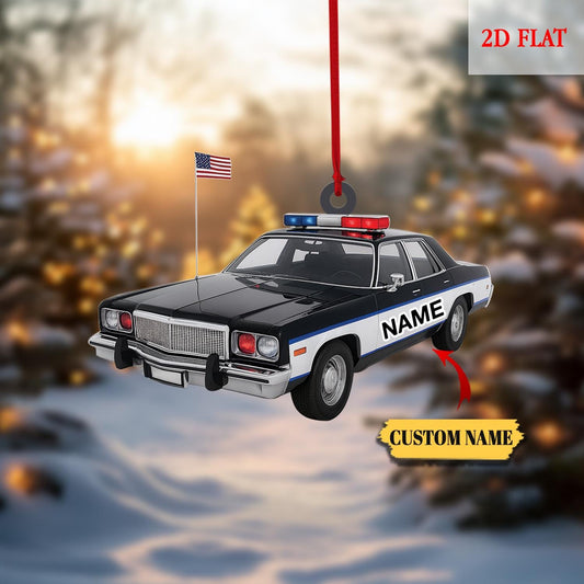 Personalized Police Car 2D Flat Acrylic Ornament, Police Man Christmas Ornament, Police Car Christmas Gifts, Police Ornament Gift for Dad