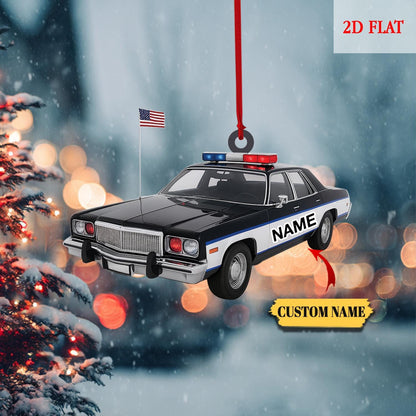 Personalized Police Car 2D Flat Acrylic Ornament, Police Man Christmas Ornament, Police Car Christmas Gifts, Police Ornament Gift for Dad