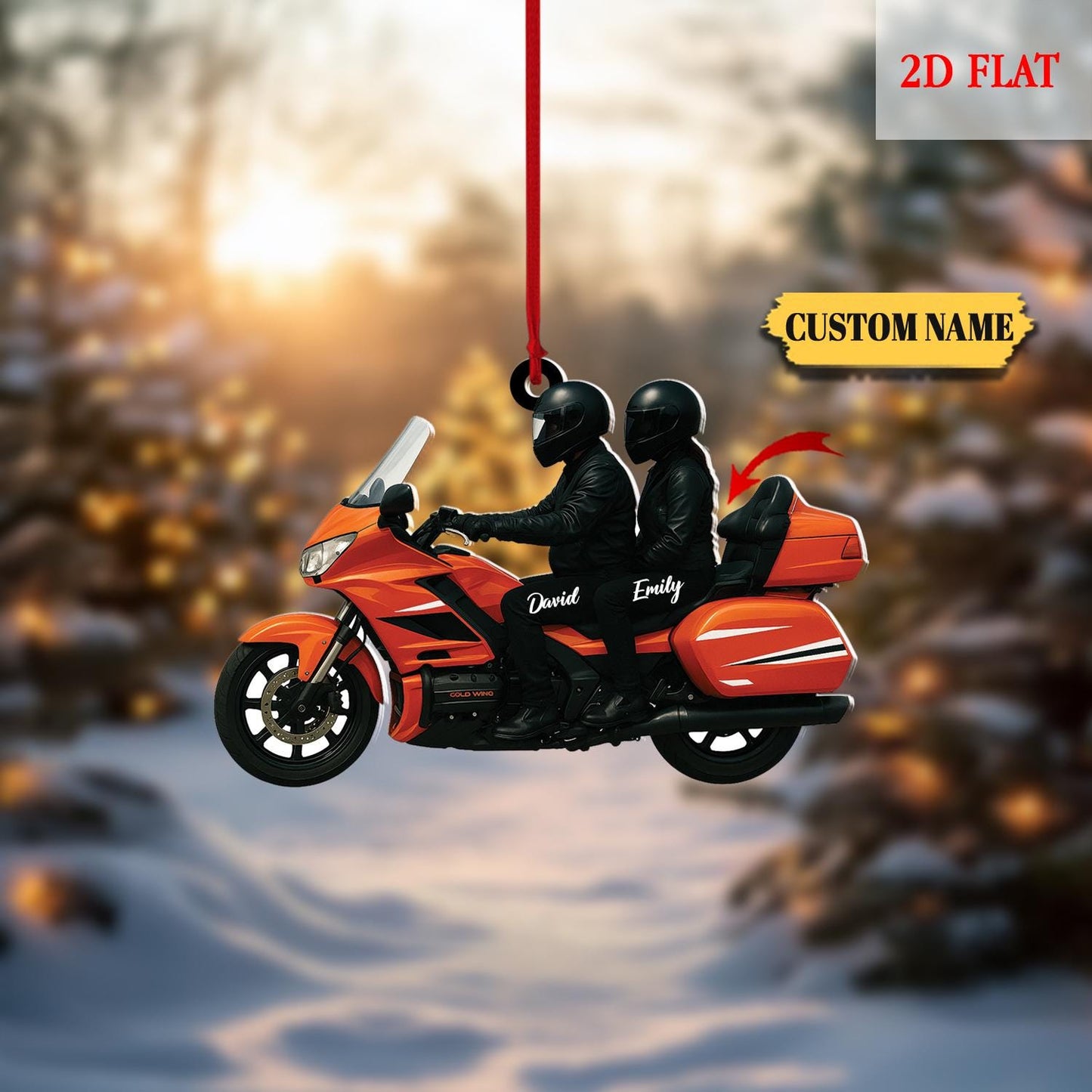 Personalized Biker Harley Motorcycle 2D Flat Acrylic Ornament, Biker Ornament, Gift for Biker, Motorbike Lovers Gift, Christmas Tree Hanger