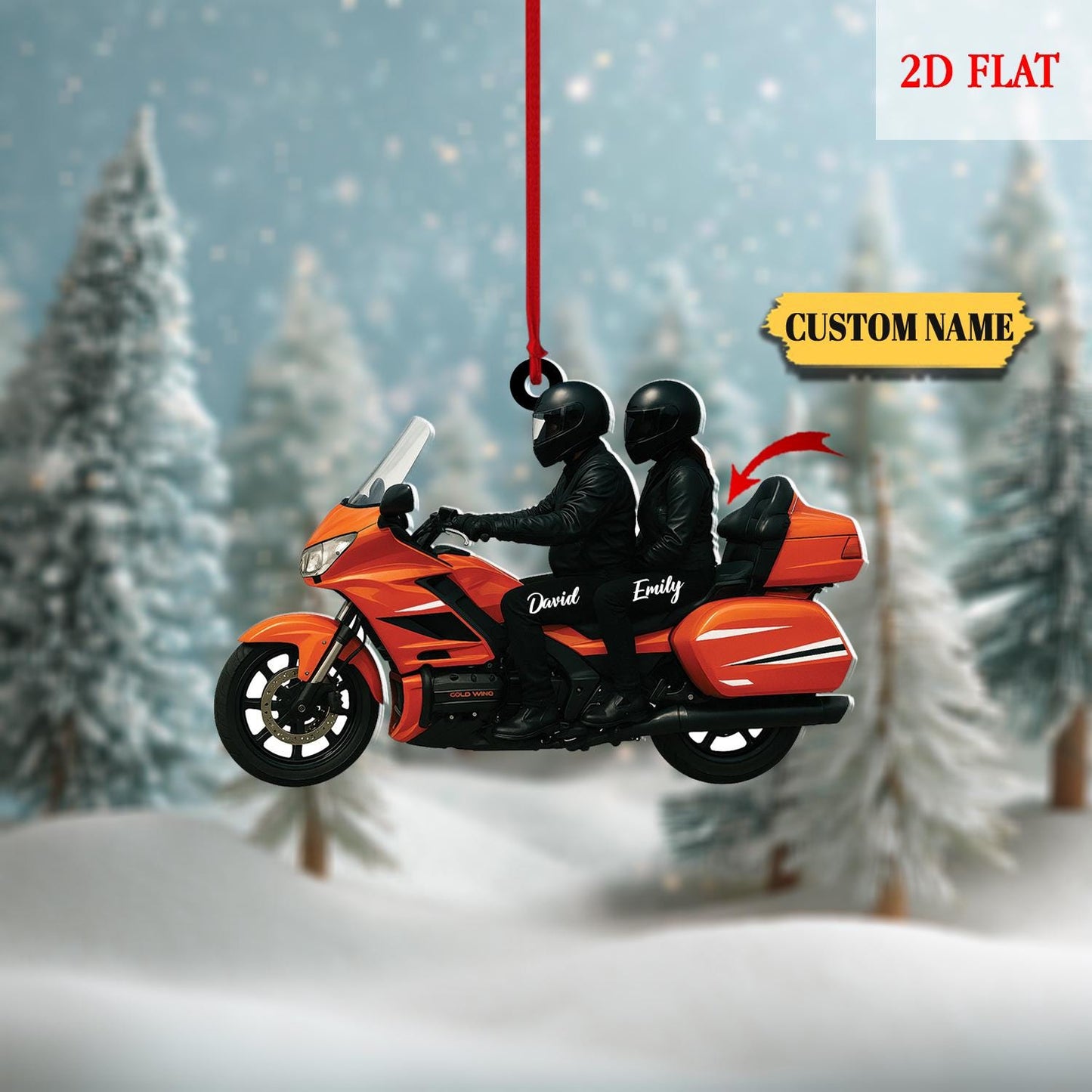 Personalized Biker Harley Motorcycle 2D Flat Acrylic Ornament, Biker Ornament, Gift for Biker, Motorbike Lovers Gift, Christmas Tree Hanger