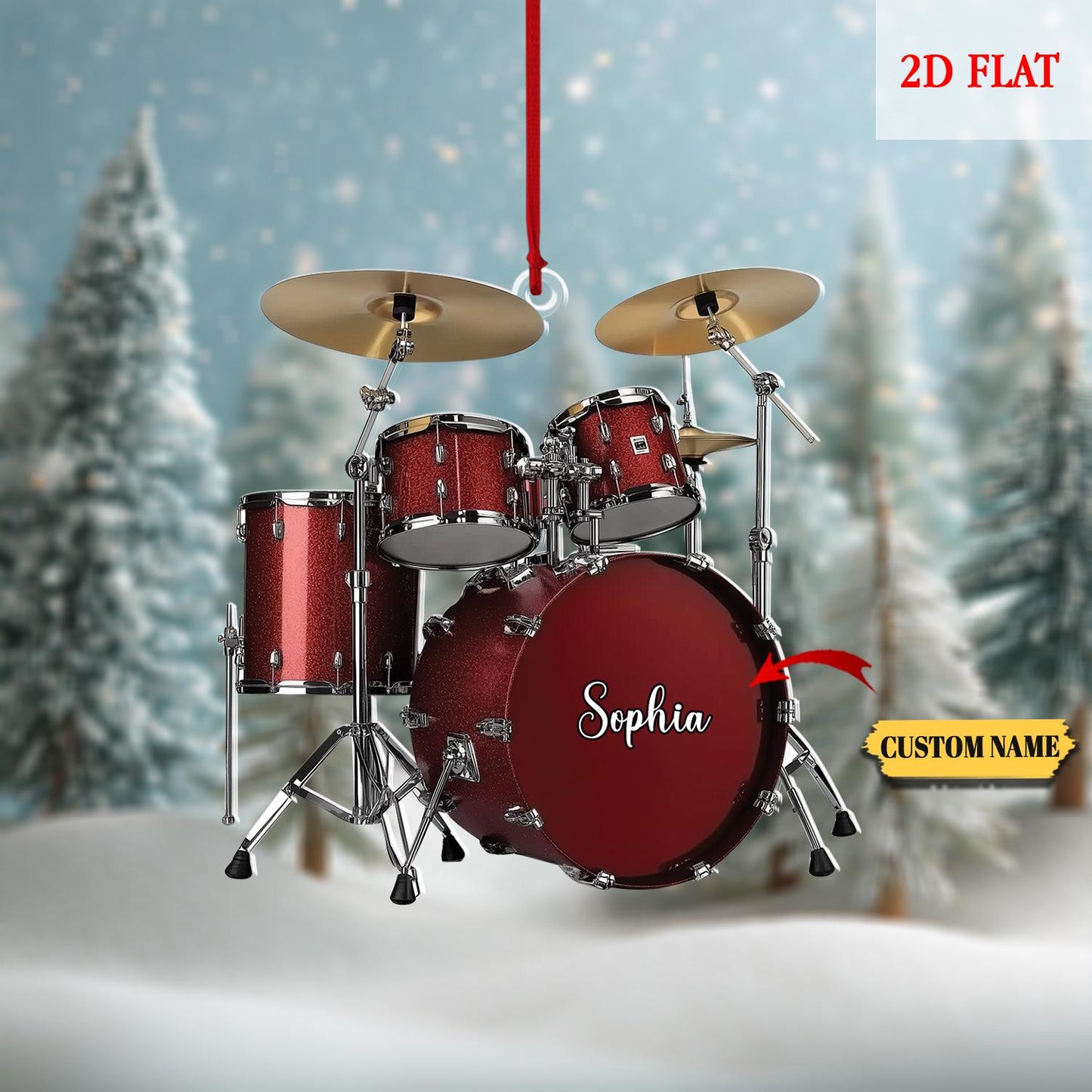Personalized Drummer 2D Flat Acrylic Ornament, Custom Drum Kit with Name & Year 2025, Band Member Keepsake, Drum Tree Decor, Drum Lover Gift