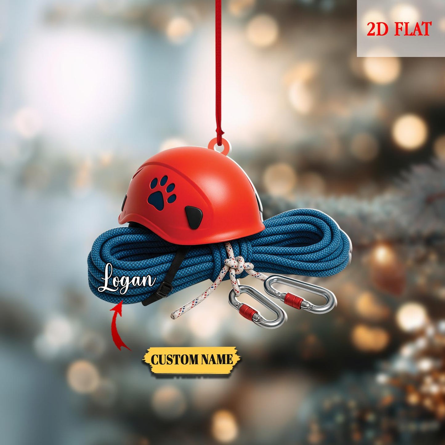 Personalized Rock Climbing Christmas 2D Flat Acrylic Ornament, Climbing Ornament, Moutain Climbing Xmas, Christmas Gift For Climbing Lover