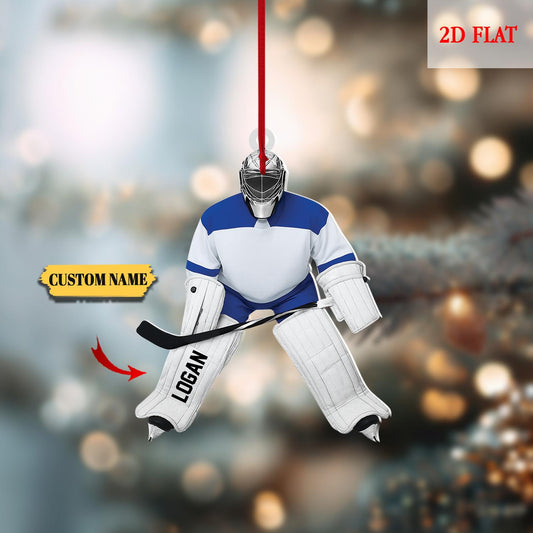 Personalized Hockey Christmas 2D Flat Ornament, Hockey Player Ornament,Sport Ornament, Gift for Hockey Lovers,Hockey Skates Helmet and Stick