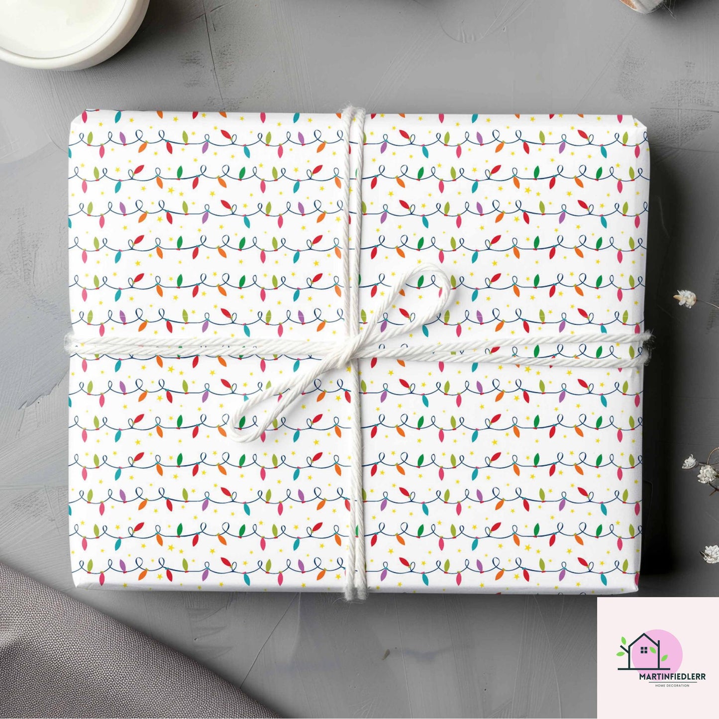 Christmas Lights Wrapping Paper: Festive Holiday Art Paper