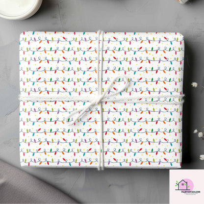 Christmas Lights Wrapping Paper: Festive Holiday Art Paper