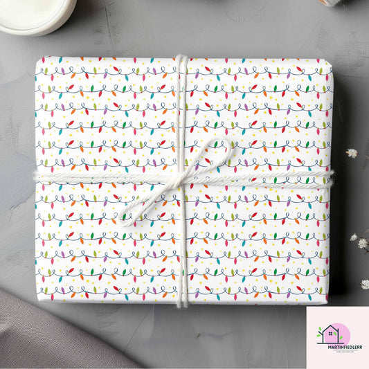 Christmas Lights Wrapping Paper: Festive Holiday Art Paper