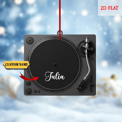 Personalized Record Player 2D Flat Acrylic Ornament, Acrylic Vinyl Turntable Christmas Decoration with Name, Gift for Music Lovers & DJs