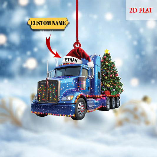 Personalized Tractor Truck Christmas Acrylic Ornament, Christmas Ornament, Trucker Ornament, Trucker Christmas Light, Truck Ornament