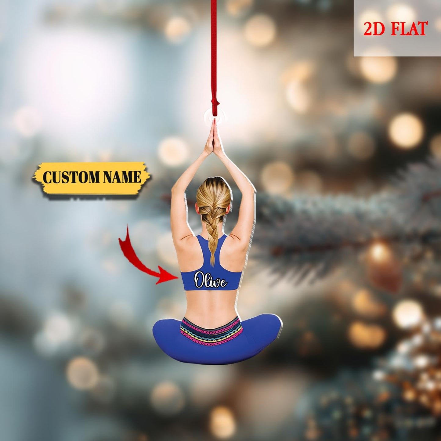 Personalized Yoga 2D Flat Acrylic Ornament, Gift For Yoga Lover, Meditator Acrylic Christmas Ornament, Gift For Yoga Lovers, Yoga Trainer