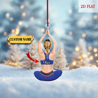 Personalized Yoga 2D Flat Acrylic Ornament, Gift For Yoga Lover, Meditator Acrylic Christmas Ornament, Gift For Yoga Lovers, Yoga Trainer
