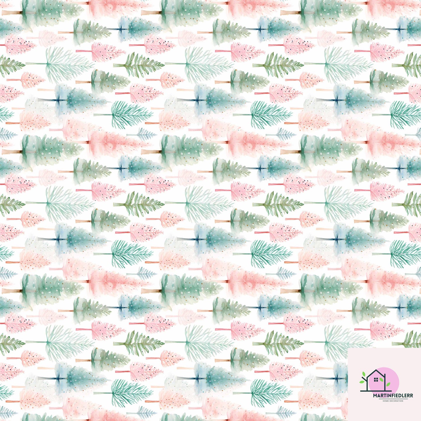 Watercolor Christmas Wrapping Paper: Recyclable Paper, Winter Holiday, Pastel Tree, Elegant Gift Wrap