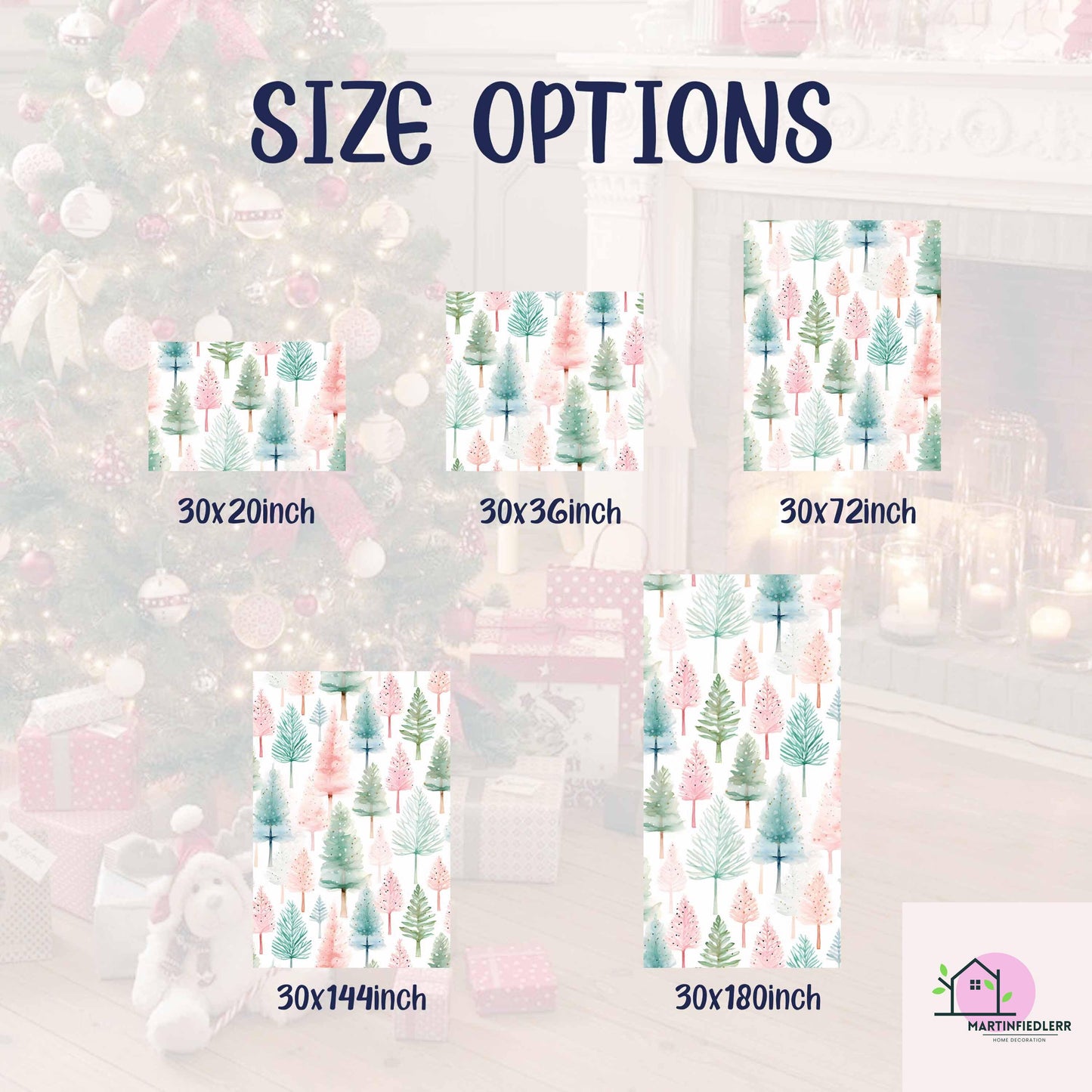 Watercolor Christmas Wrapping Paper: Recyclable Paper, Winter Holiday, Pastel Tree, Elegant Gift Wrap