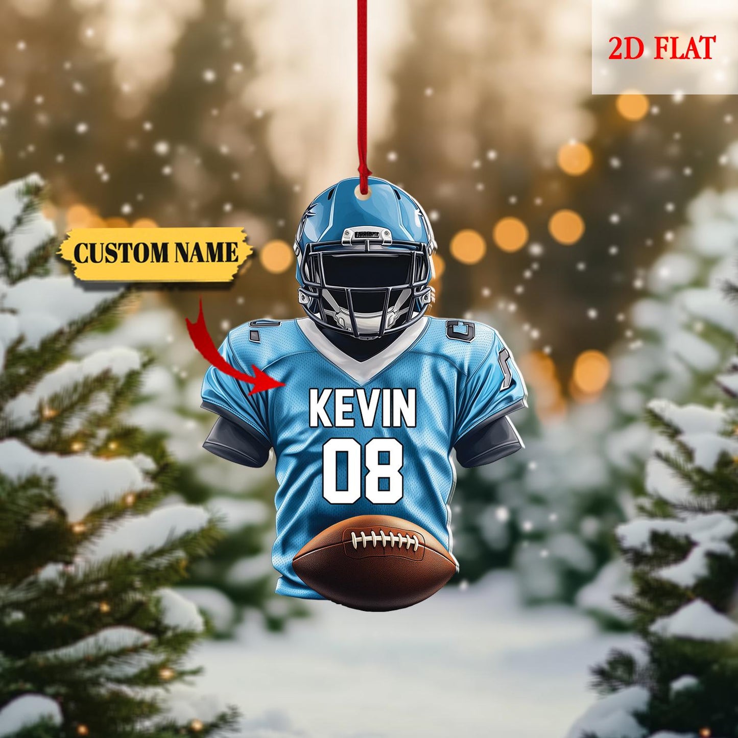 Personalized Football Uniform Flat 2D Ornament, Football Vest Car Ornament, Gift for Boyfriend, Football Player Gift, Helmet And Ball