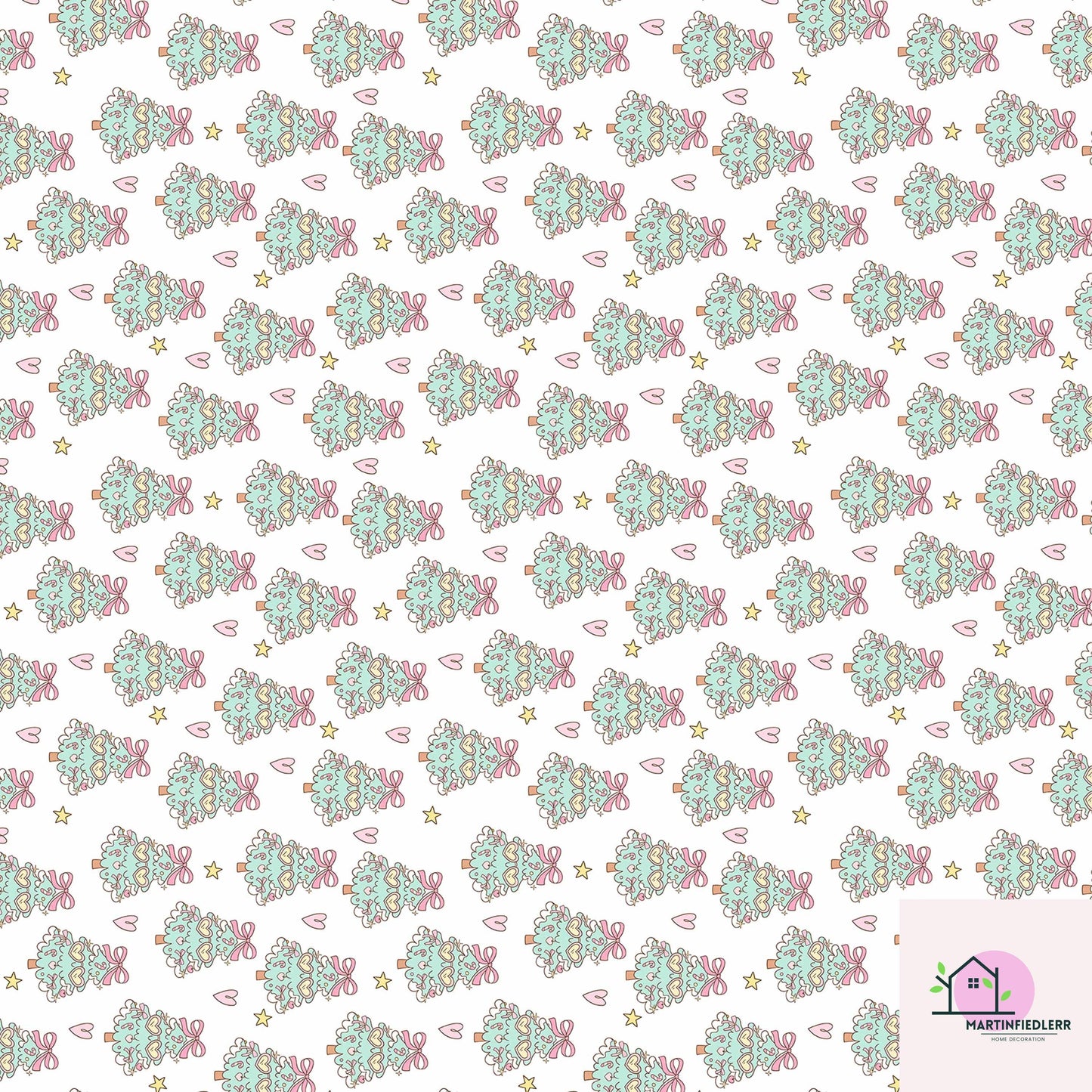 Funny Christmas Tree Wrapping Paper, Recyclable Paper, Cute Heart Star Design, Winter Holiday Gift Wrap