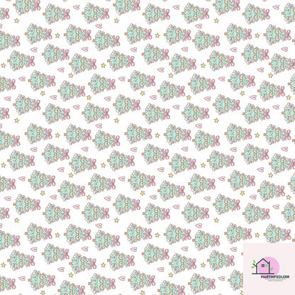 Funny Christmas Tree Wrapping Paper, Recyclable Paper, Cute Heart Star Design, Winter Holiday Gift Wrap