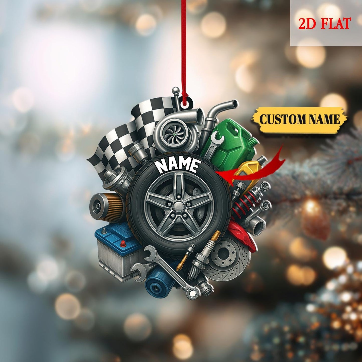 Mechanic Tool Box 2D Flat Acrylic Ornament, Christmas Tree Mechanic Repair Shop Decor Tools Garage Ornament, Christmas Gift For Mechanic