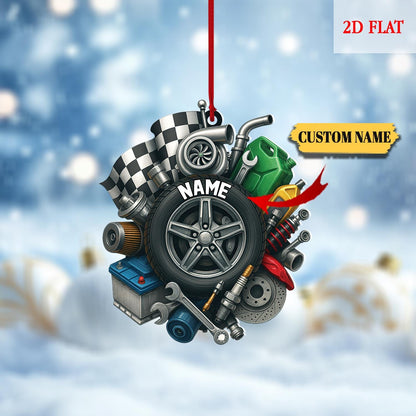 Mechanic Tool Box 2D Flat Acrylic Ornament, Christmas Tree Mechanic Repair Shop Decor Tools Garage Ornament, Christmas Gift For Mechanic