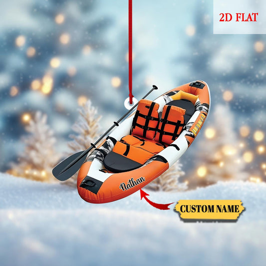 Personalized Kayak 2D Flat Acrylic Ornament, Canoe Christmas Present, Perfect Gift for Water Sports Enthusiasts, Beach Vacation Keepsake