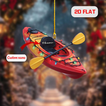 Personalized Kayak Ornament Christmas Tree, Custom Name Canoe Paddling Gift, Outdoor Adventure Holiday Decor for Kayaker Lover