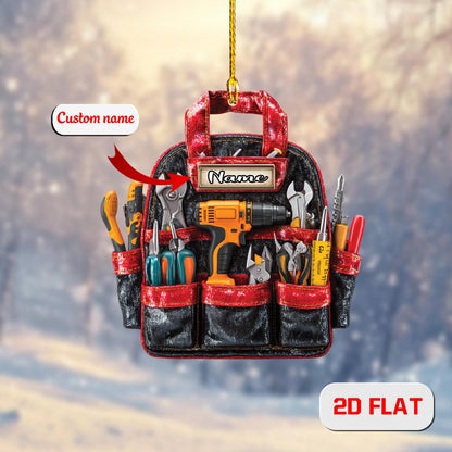 Personalized Tool Ornament Christmas Tree, Custom Name Handyman Carpenter Gift, Holiday Workshop Decor for Builder Electrician