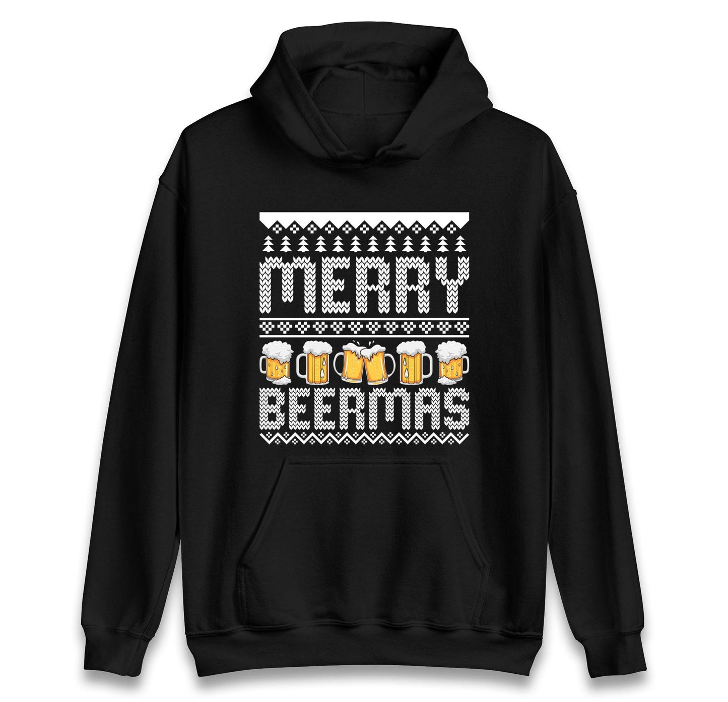 Funny Ugly Christmas Jumper Merry Beermas Beer Lover, Funny Xmas Drinking Hoodie, Alcohol Party Christmas T Shirt, Festive Beer Gift Top