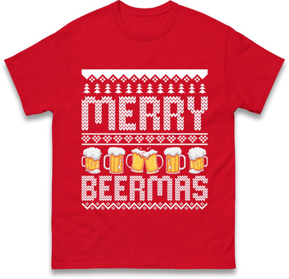 Funny Ugly Christmas Jumper Merry Beermas Beer Lover, Funny Xmas Drinking Hoodie, Alcohol Party Christmas T Shirt, Festive Beer Gift Top