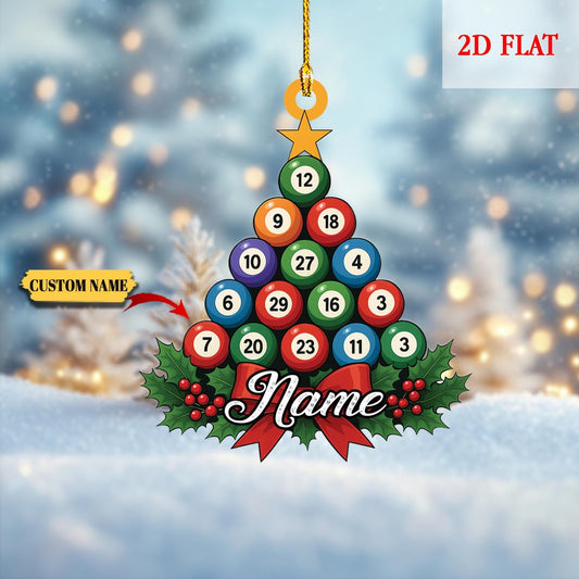 Personalized Pool Billiards 2D Flat Ornament for Lovers, Gift for Billiards Player, Sports Balls, Billiards Lover Gift, Poolball Ornament