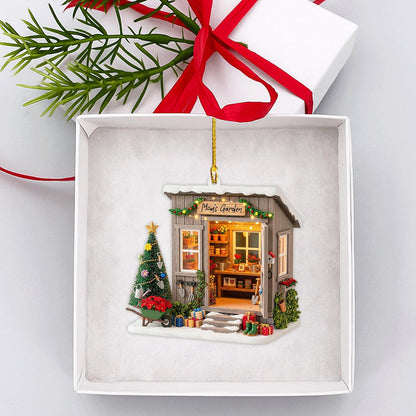 Personalized Garden Shed Christmas Ornament 2025 – Custom Name Gardener Holiday Tree Decor with Tools & Gifts, 2D Flat Onament