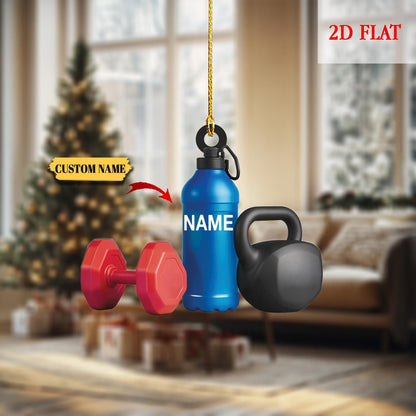 Personalized Light Weight Dumbbells Christmas Acrylic Ornament, Light Weight Dumbbells 2D Flat Ornament, Dumbbells Ornament, Dumbbells Gift