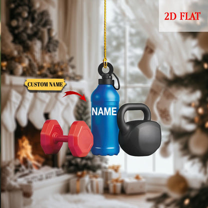 Personalized Light Weight Dumbbells Christmas Acrylic Ornament, Light Weight Dumbbells 2D Flat Ornament, Dumbbells Ornament, Dumbbells Gift